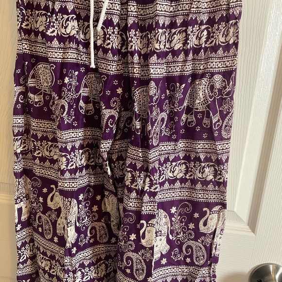 Elephant Print Purple Pants 100% rayon women - Picture 4 of 11